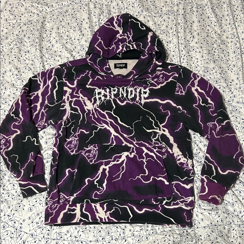 RIPNDIP Streetwear Nikola Black & Purple Lightning Hoodie